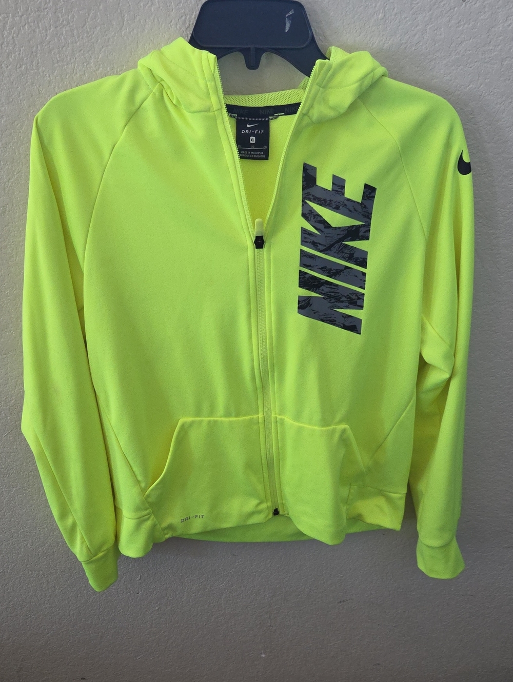 Nike Dri-FIT High-Visibility Yellow Full-Zip Hoodie with Black Trim